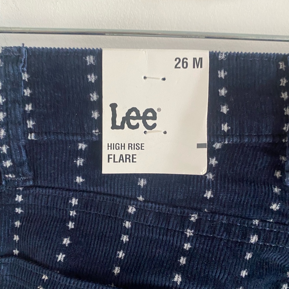 Lee Navy High Rise Flare Corduroy Start Striped Pants Western Stagecoach - Picture 3 of 6